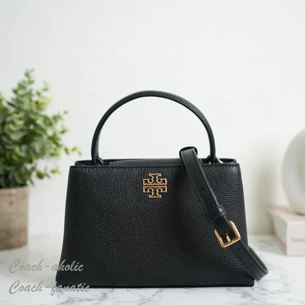 NWT Tory Burch Britten Leather Mini Satchel Crossbody & Wallet in Black *SET*